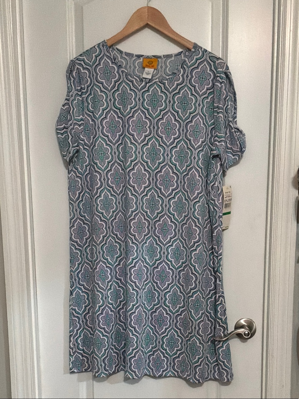 Ruby Rd. Slate Blue and Teal Patterned Dress size L